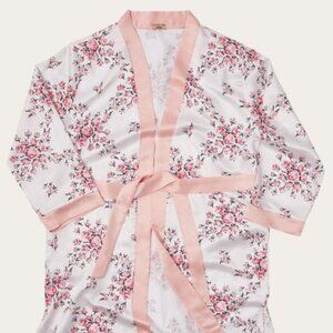 Morgan Lane Allie Satin Robe L/XL in White Floral